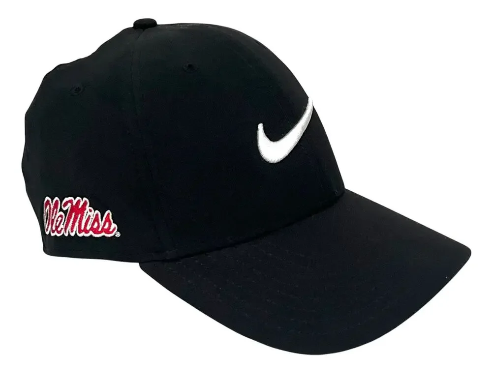 Nike Ole Miss Hat Black Legacy91 Swoosh Logo Red Side Embroidered Adjustable